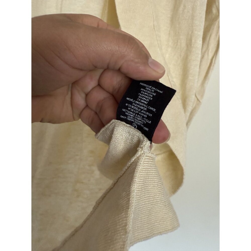 Theory Women's Waterfall Sag Harbor Yellow Linen Blend Cardigan Size large - Picture 7 of 7
